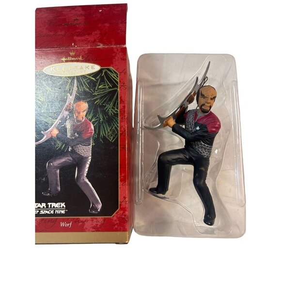Star Trek Keepsake Ornaments Set Of 3 Worf Captain Picard Captain Sisko Hallmark - Picture 2 of 4